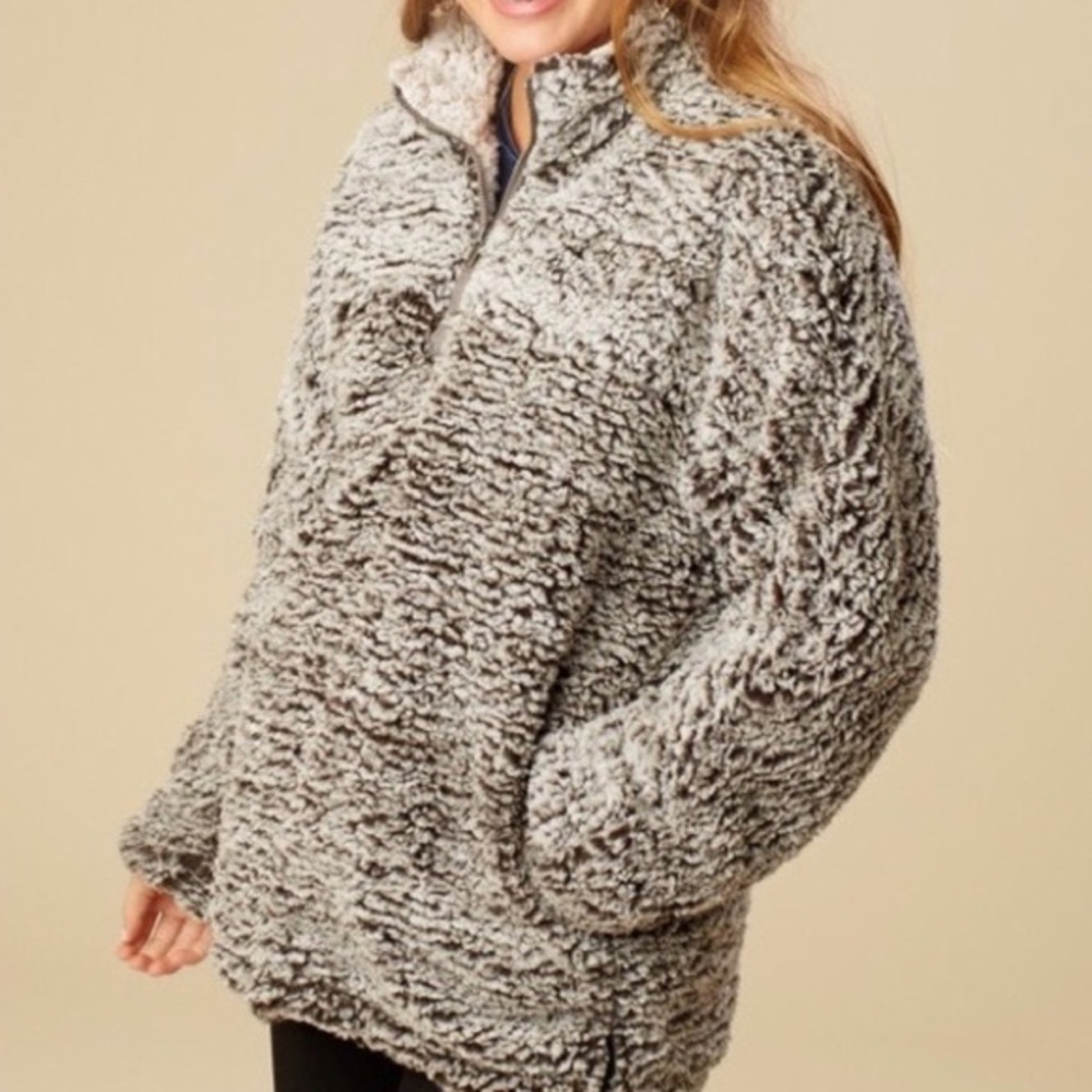 Alter’d State Brown Quarter Zip Sherpa Jacket